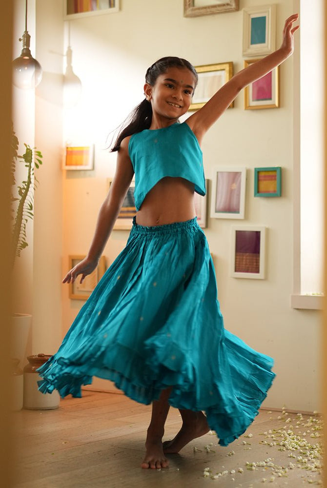 Nilima lehenga set in teal - CiceroniLehenga SetLove The World Today