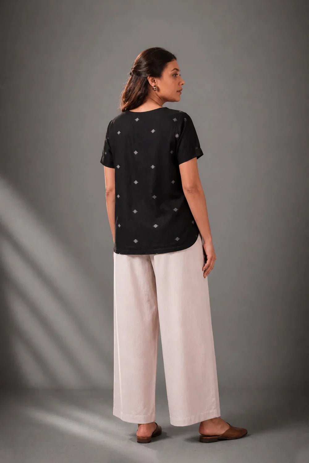 Noir Black Jamdani Top - CiceroniTopsSutra Art of Clothing