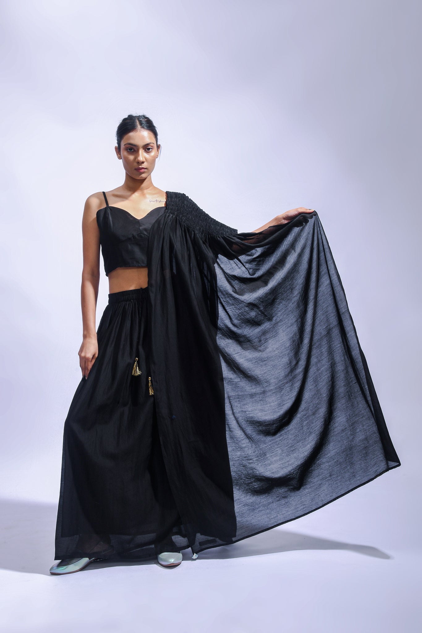 Noir Rhythm Bralette Set - CiceroniLehenga SetJayati Goenka