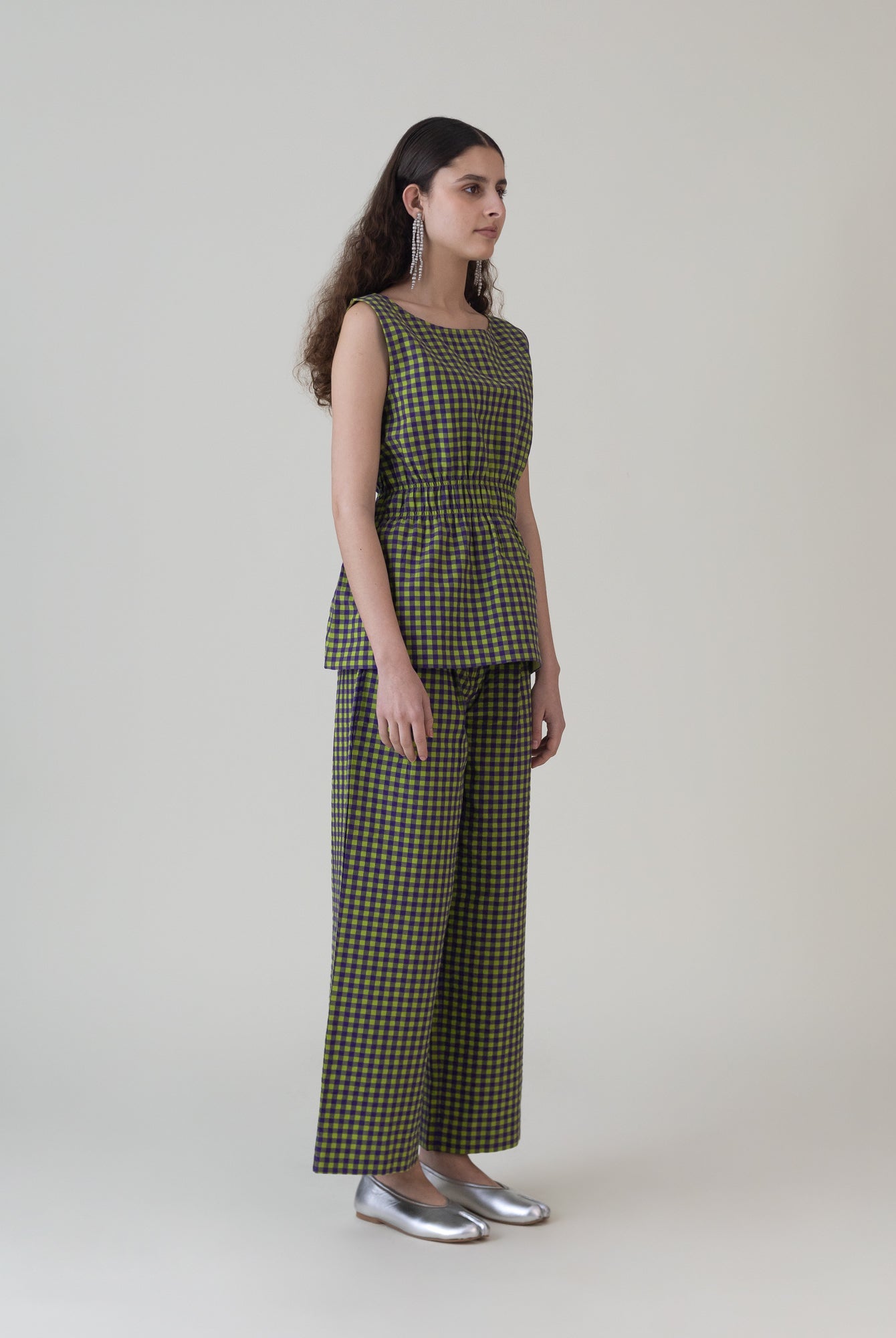 Nokaze Purple Lime Gingham Top - CiceroniWomen ShirtsShades of India