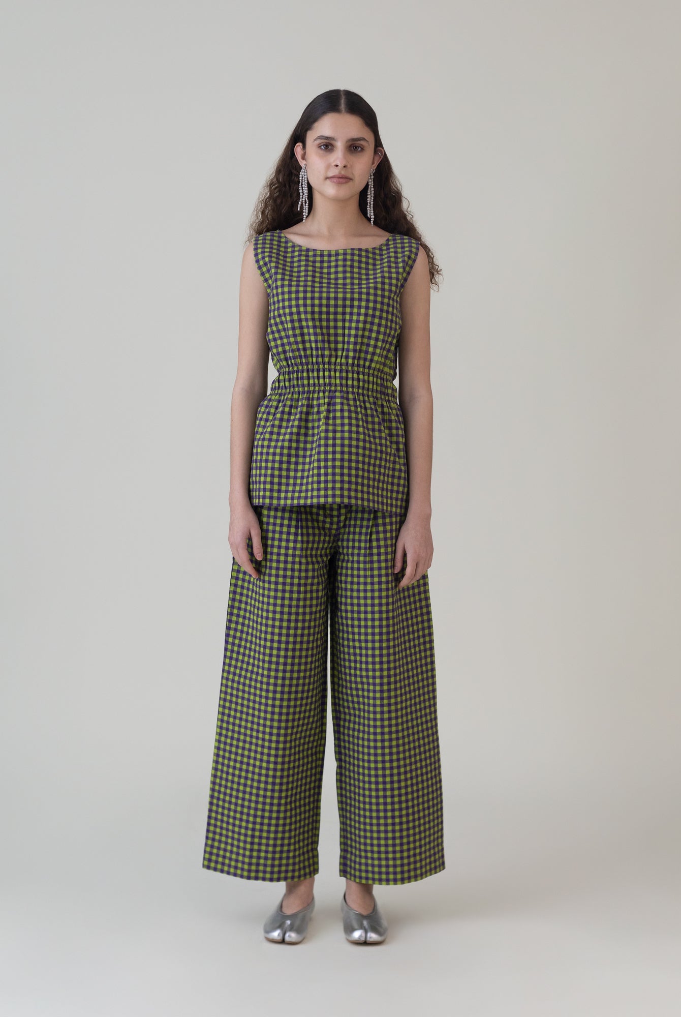 Nokaze Purple Lime Gingham Top - CiceroniWomen ShirtsShades of India
