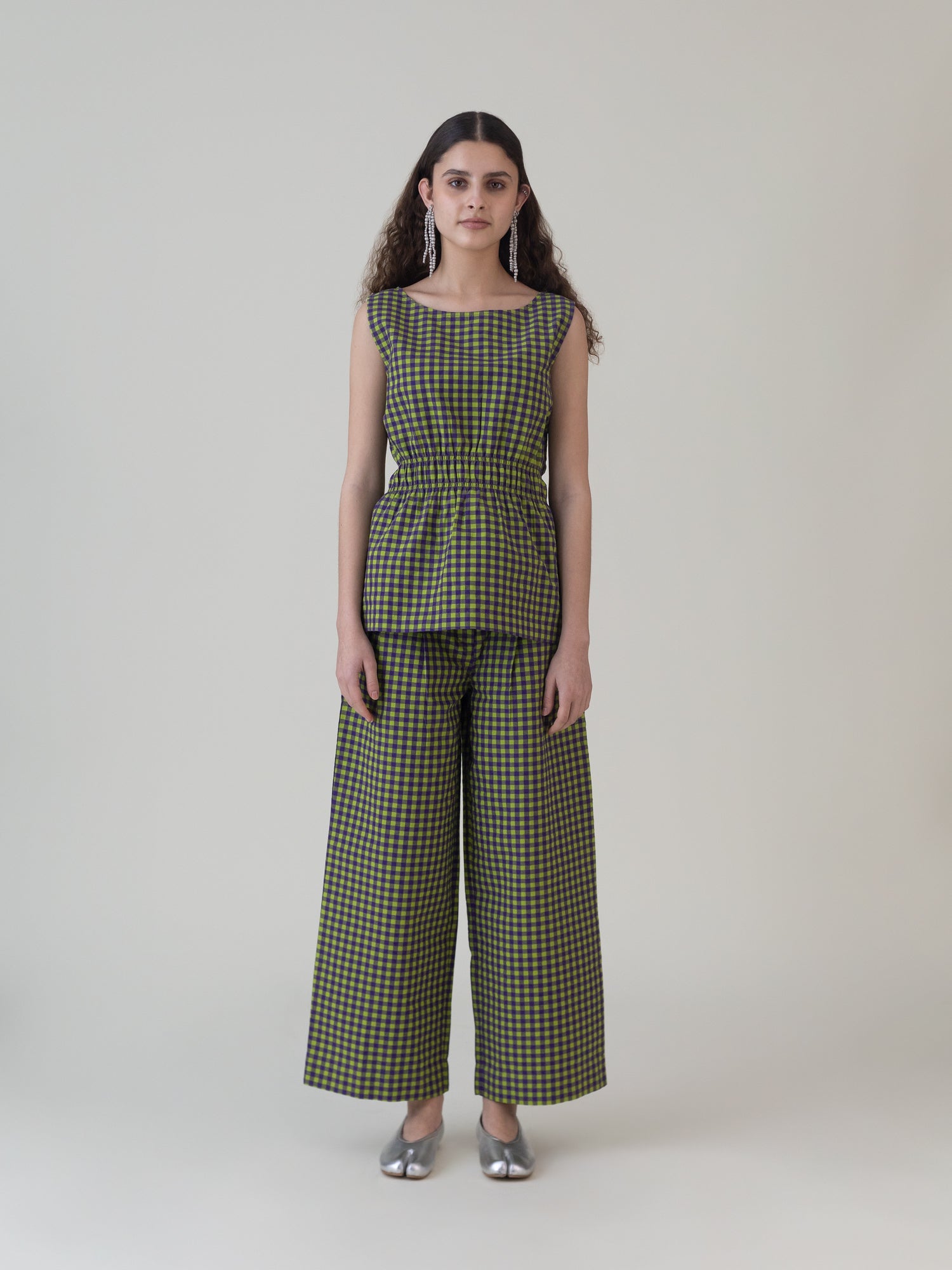 Nokaze Purple Lime Gingham Top - CiceroniWomen ShirtsShades of India