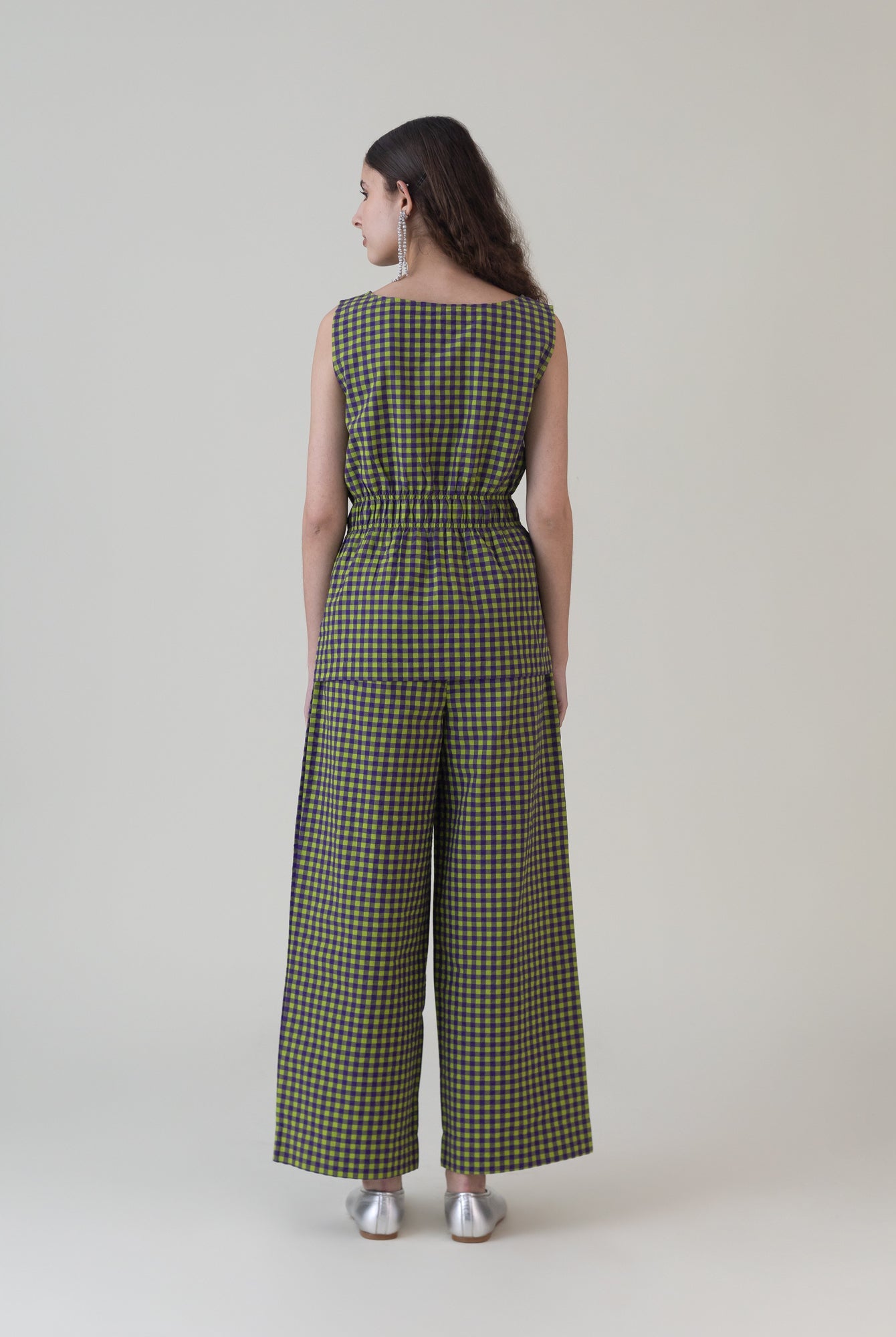 Nokaze Purple Lime Gingham Top - CiceroniWomen ShirtsShades of India