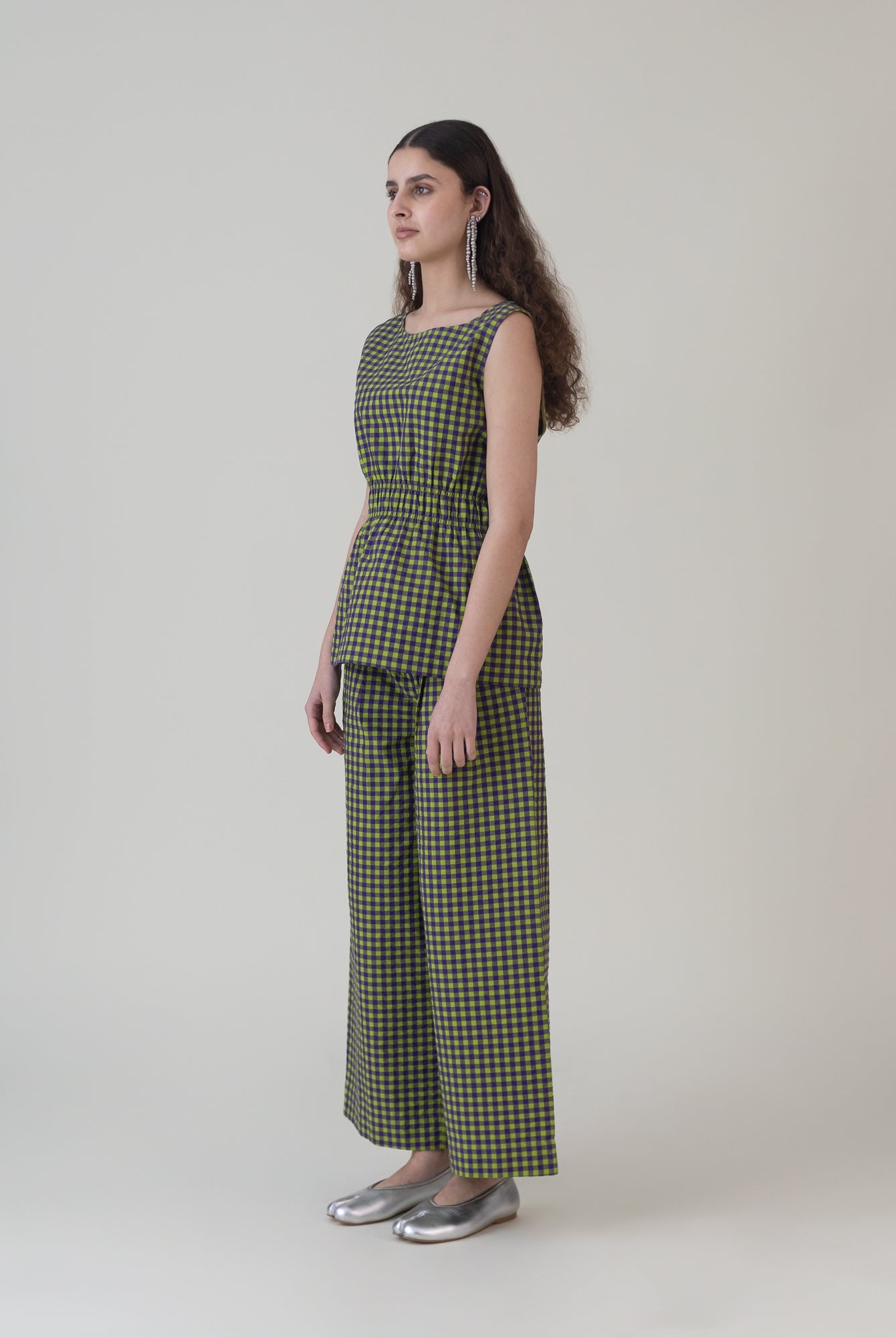 Nokaze Purple Lime Gingham Top - CiceroniWomen ShirtsShades of India