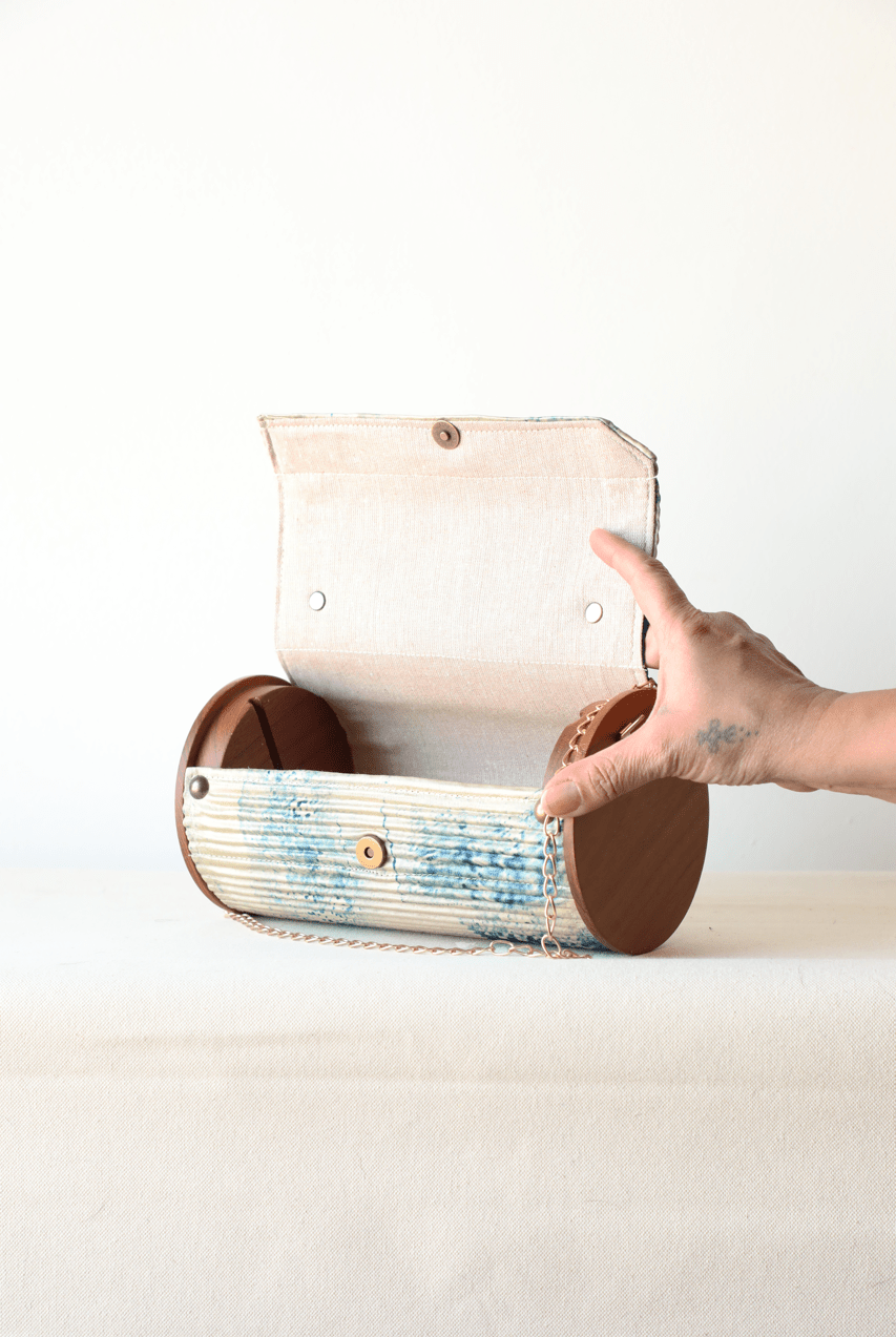 Non Detachable Fixed Sleeve - Round - Bidan Upcycled Round Clutch - CiceroniBagsLukka Chuppi