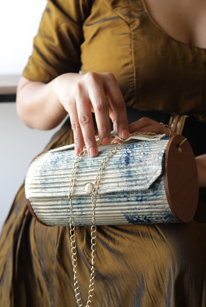 Non Detachable Fixed Sleeve - Round - Bidan Upcycled Round Clutch - CiceroniBagsLukka Chuppi
