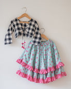 Noor Cotton Black White Checks Top With Floral Lehenga Set - CiceroniLehenga SetLove The World Today