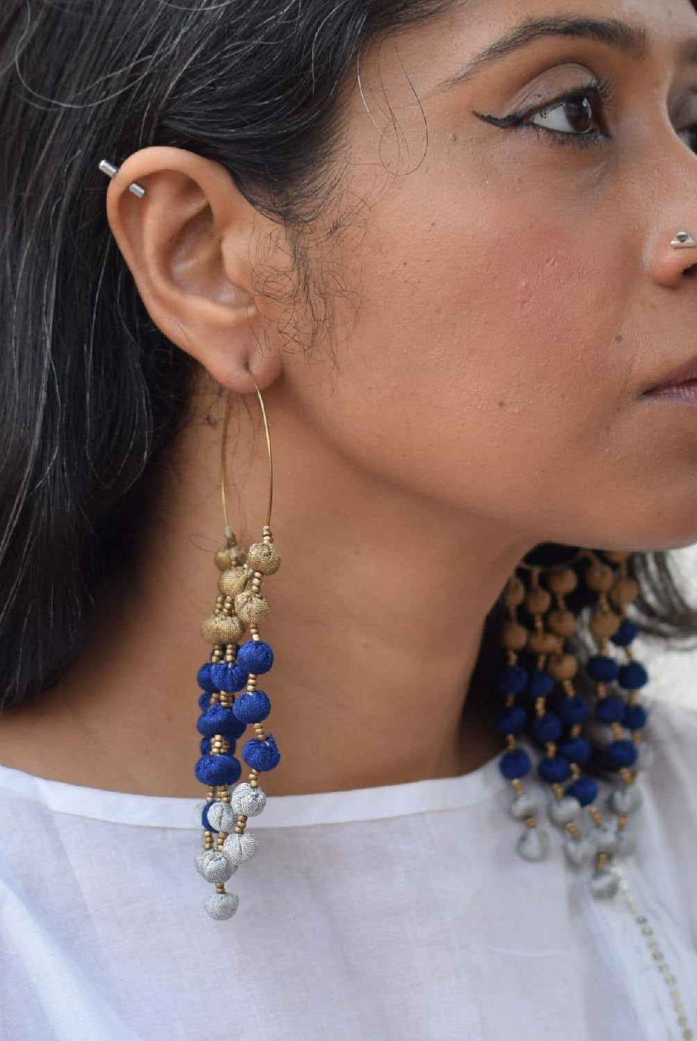 Noor Long Earrings - Beige - CiceroniEarringPaulami
