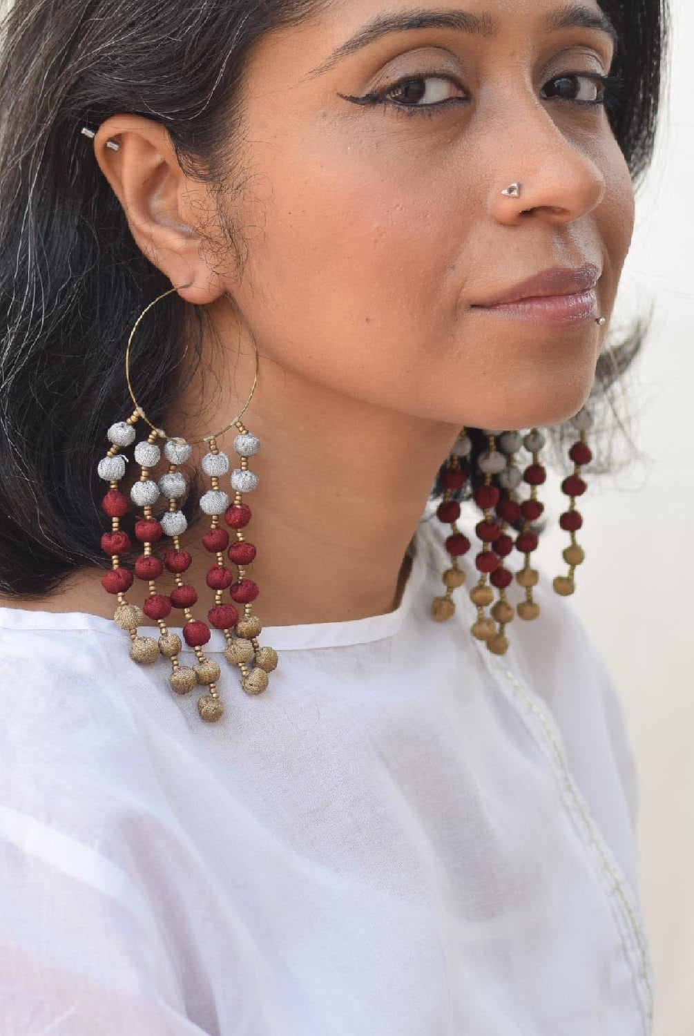 Noor Long Earrings - Grey - CiceroniEarringPaulami