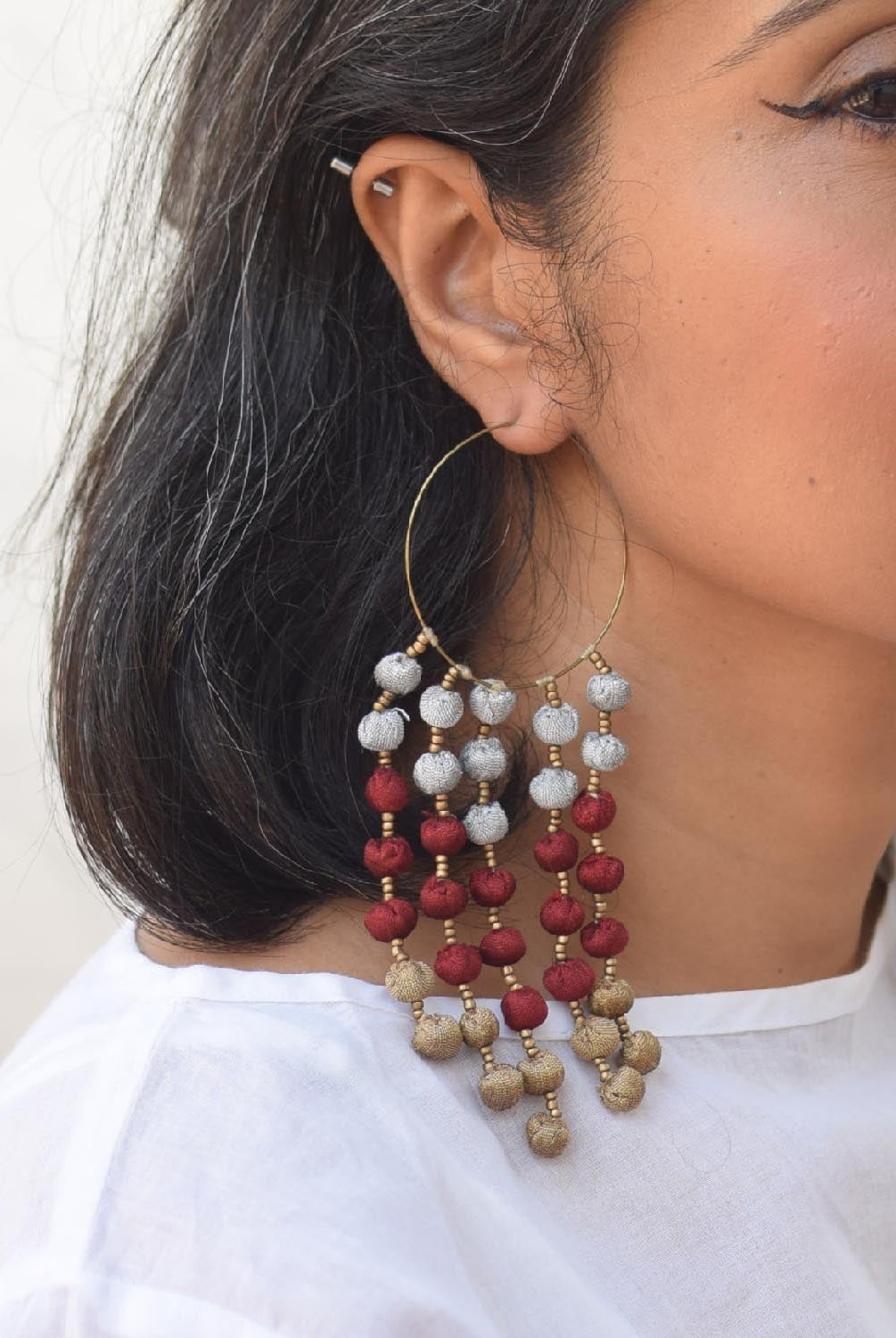 Noor Long Earrings - Grey - CiceroniEarringPaulami