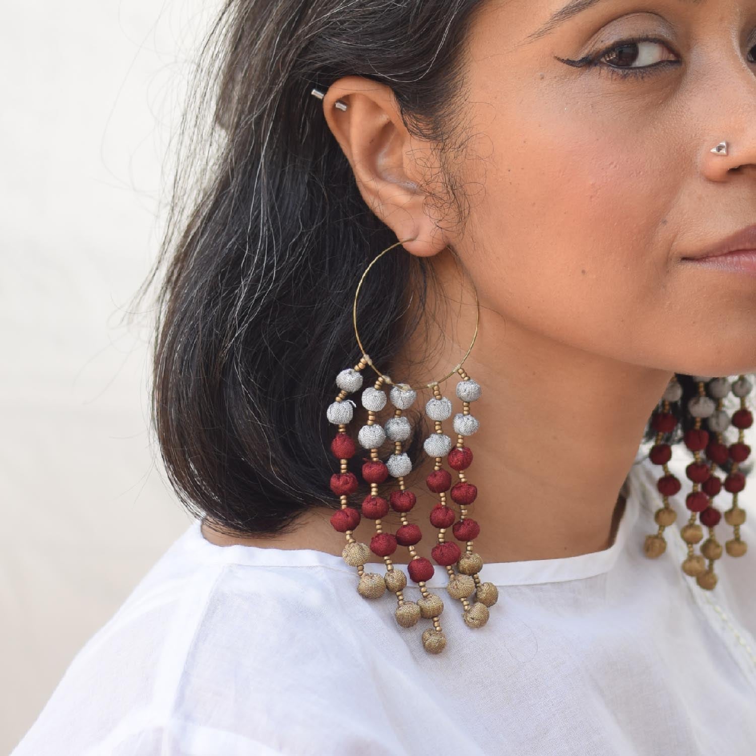 Noor Long Earrings - Grey - CiceroniEarringPaulami