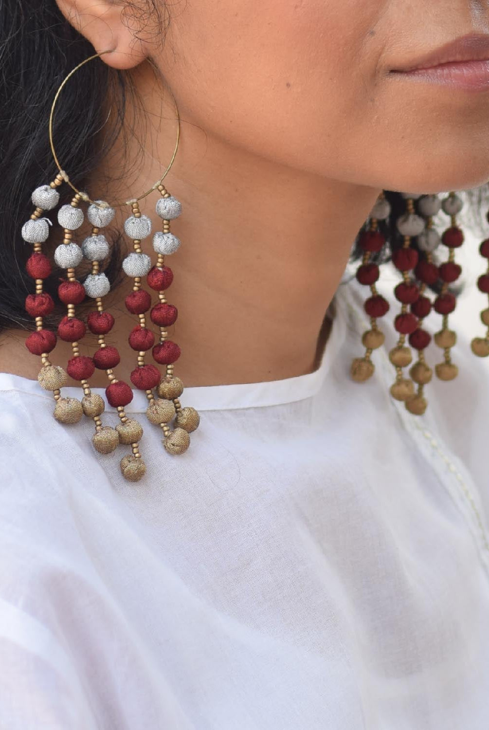 Noor Long Earrings - Grey - CiceroniEarringPaulami