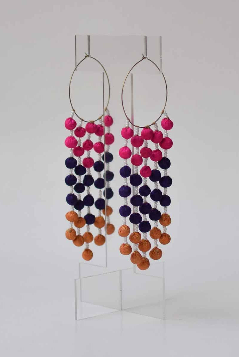 Noor Long Earrings - Hot Pink - CiceroniEarringPaulami