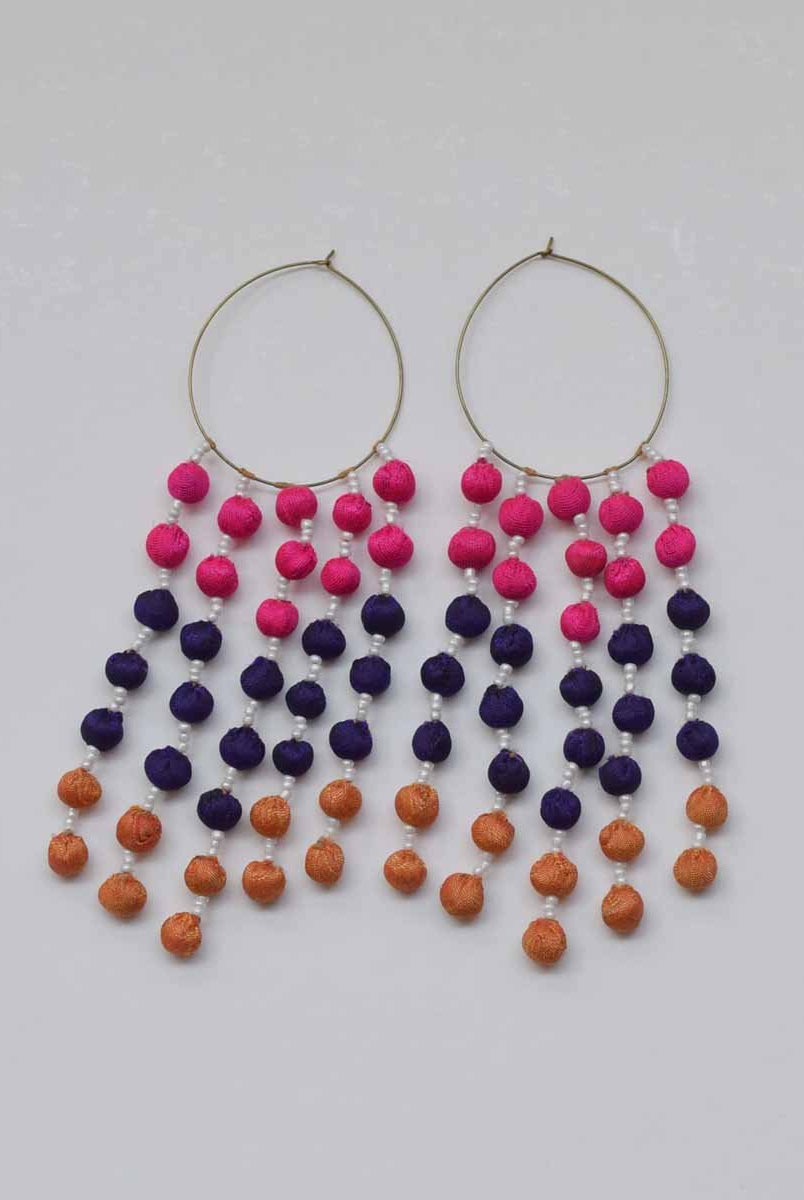 Noor Long Earrings - Hot Pink - CiceroniEarringPaulami