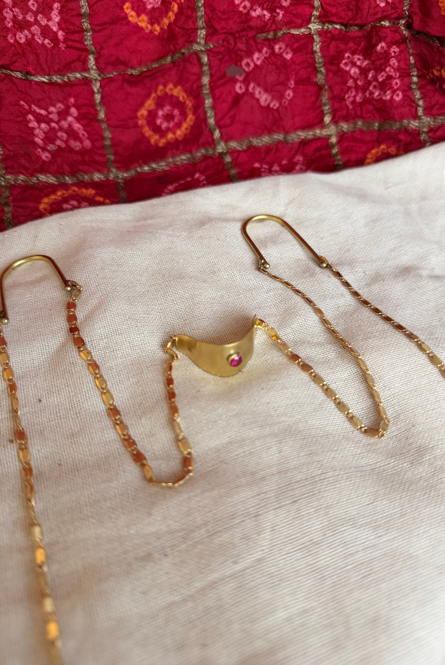 Nose - Double Ear Drop Sculptural Chain - CiceroniMask/Specs ChainBy Nirjari