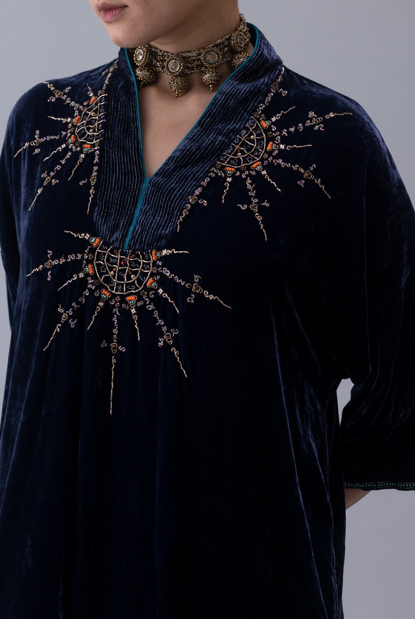 Nyin Indigo Kaftan - CiceroniKaftanShades of India