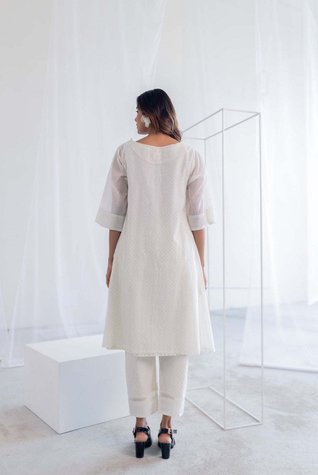 Oatmeal Foliage Applique Co - ord Set - CiceroniKurta Set, Everyday WearSilai Studio