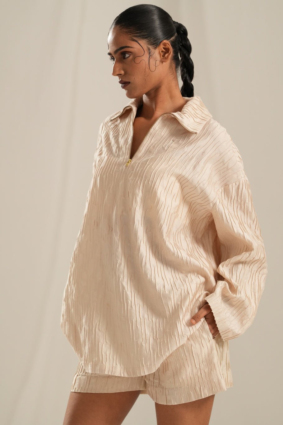 Off White Textured Co - ord Set - CiceroniCo - ord SetTil