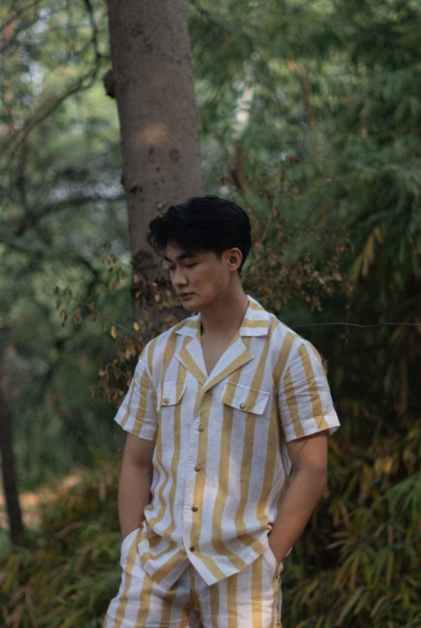 Okinawa Safari Shirt - Yellow Stripe - CiceroniShirtsThe Terra Tribe