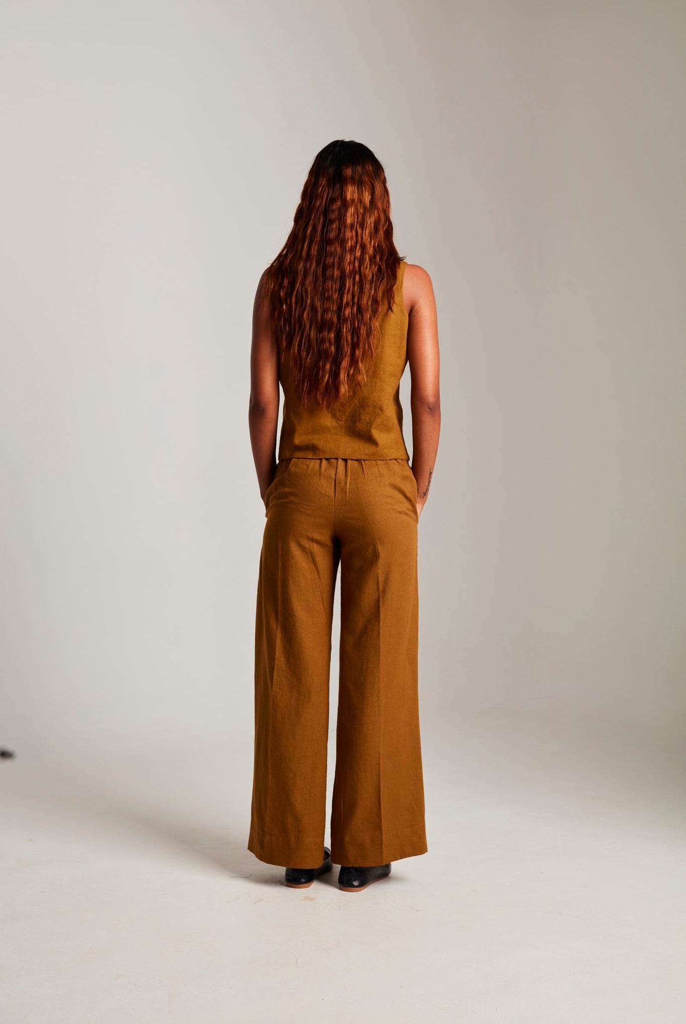 Olive Co - Linen Waistcoat Set - CiceroniCo - ord SetSaphed