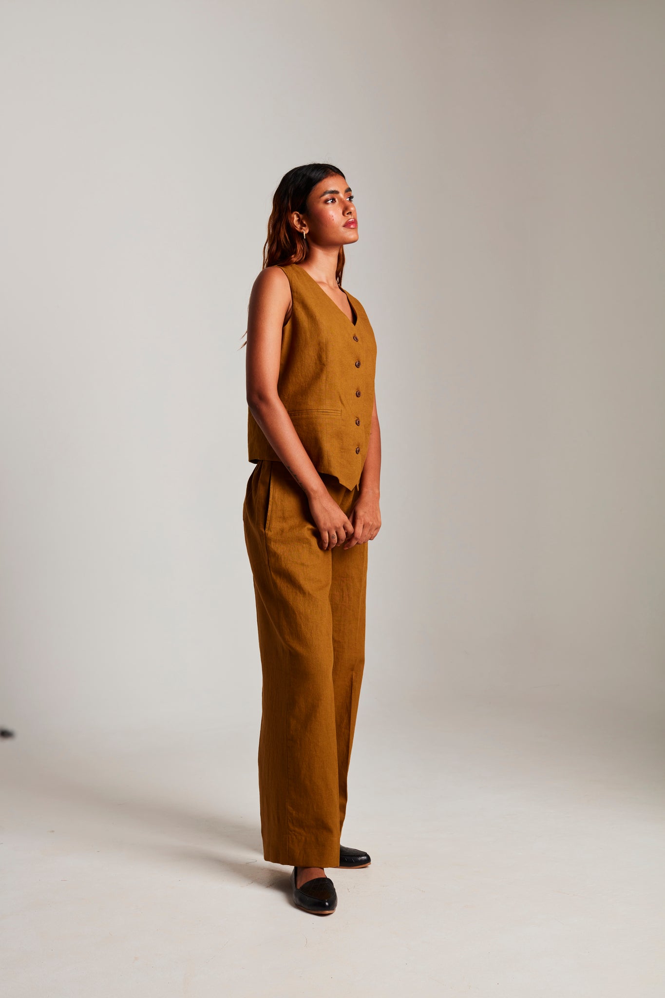 Olive Co - Linen Waistcoat Set - CiceroniCo - ord SetSaphed