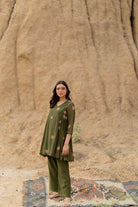 Olive Floral Nara Set - CiceroniKurta Set, Festive wearNirjara