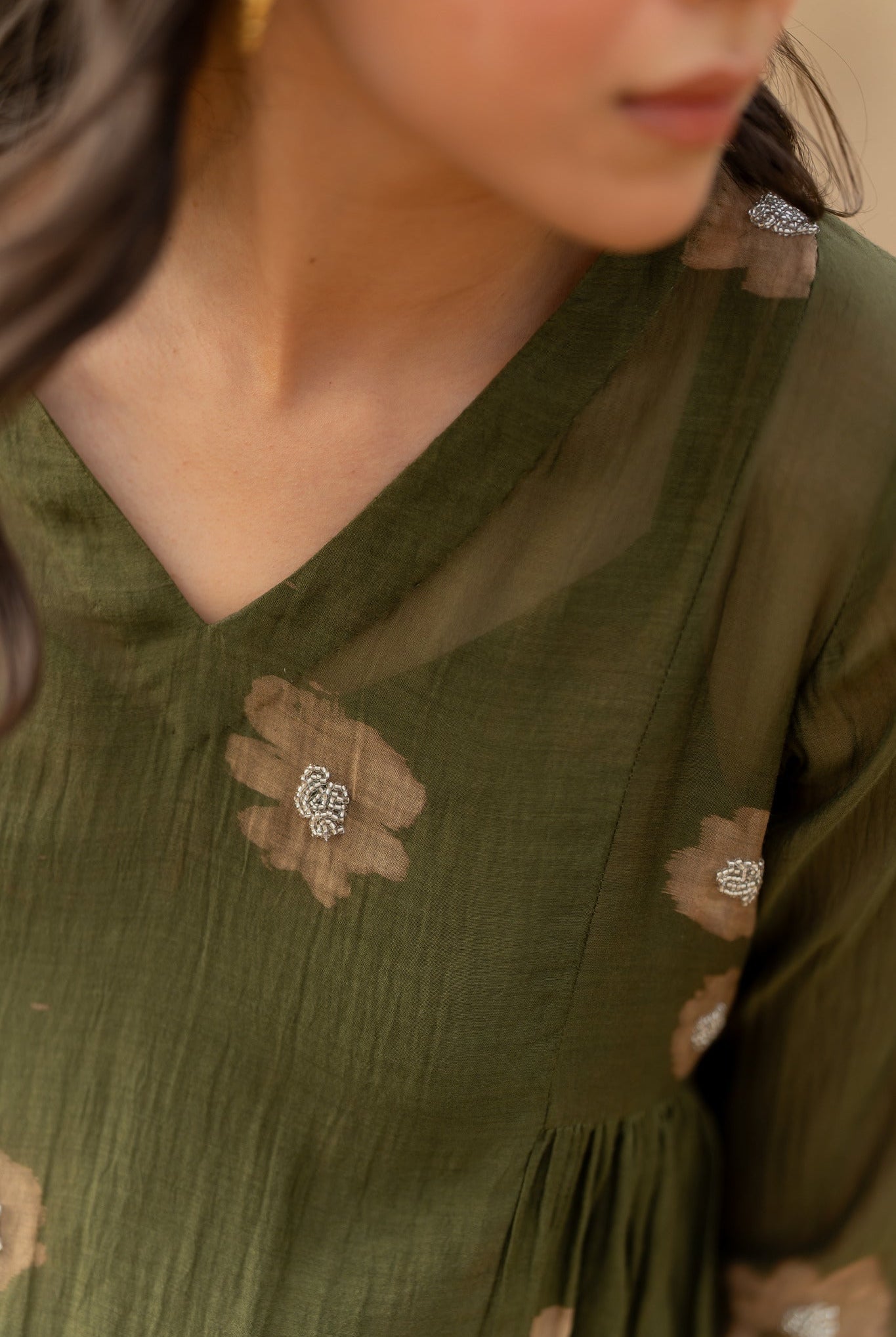 Olive Floral Nara Set - CiceroniKurta Set, Festive wearNirjara