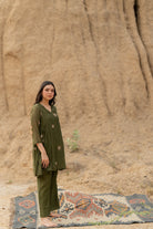 Olive Floral Nara Set - CiceroniKurta Set, Festive wearNirjara