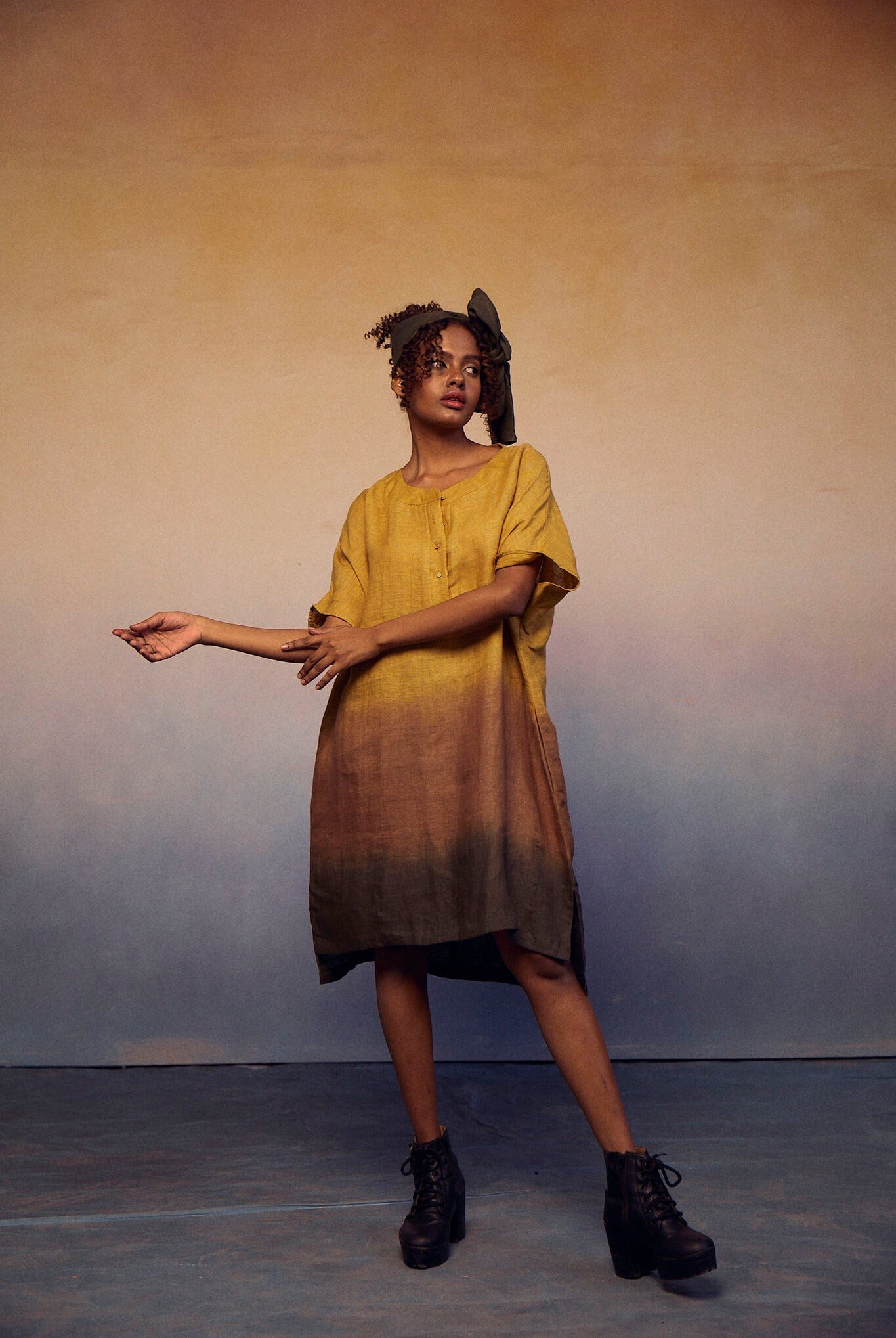 Ombre Block Dress - Mustard - CiceroniDressesPaeony