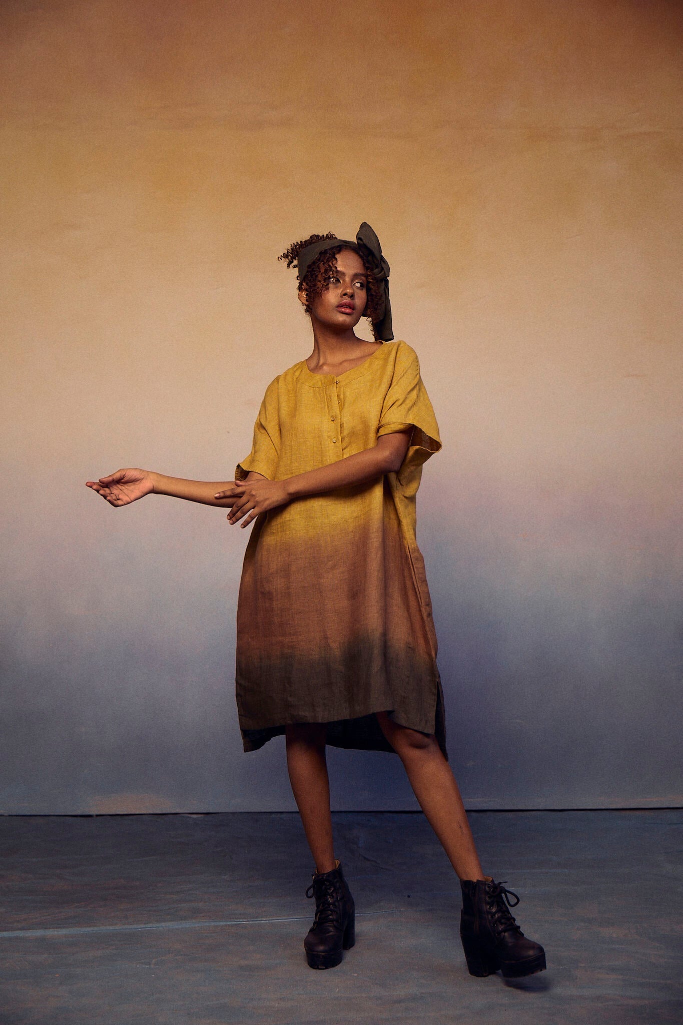 Ombre Block Dress - Mustard - CiceroniDressesPaeony