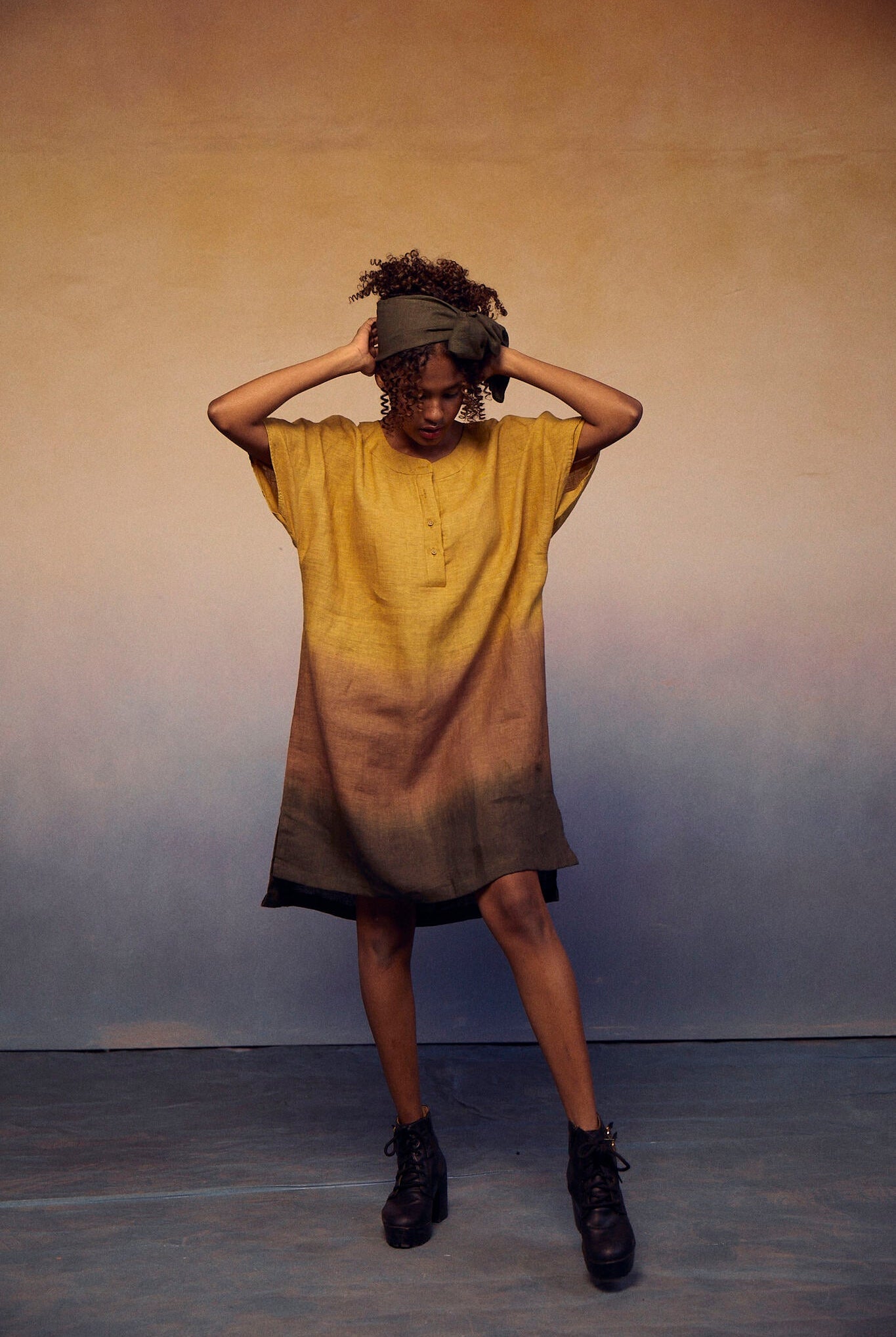 Ombre Block Dress - Mustard - CiceroniDressesPaeony