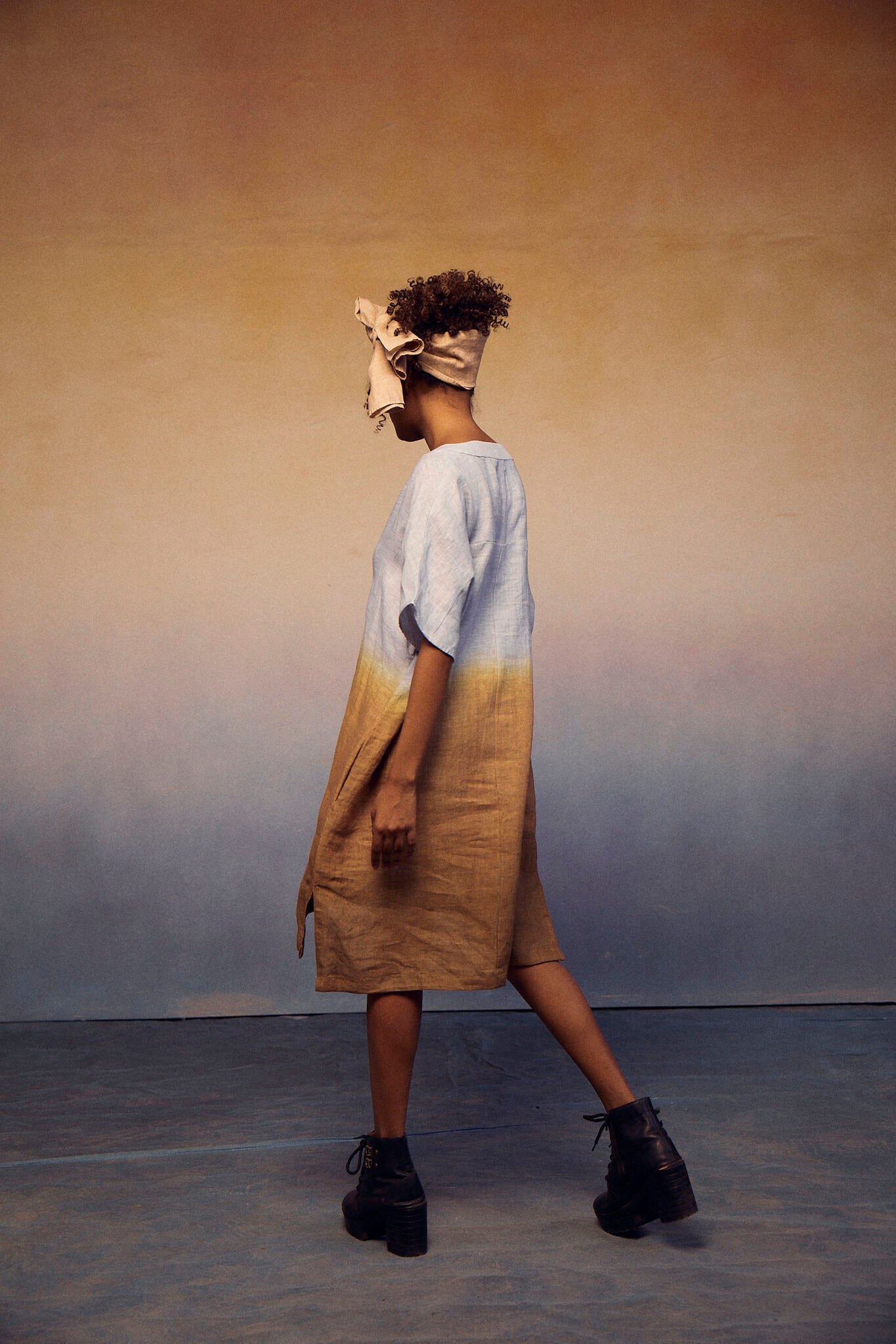 Ombre Block Dress - Smoke Blue - CiceroniDressesPaeony