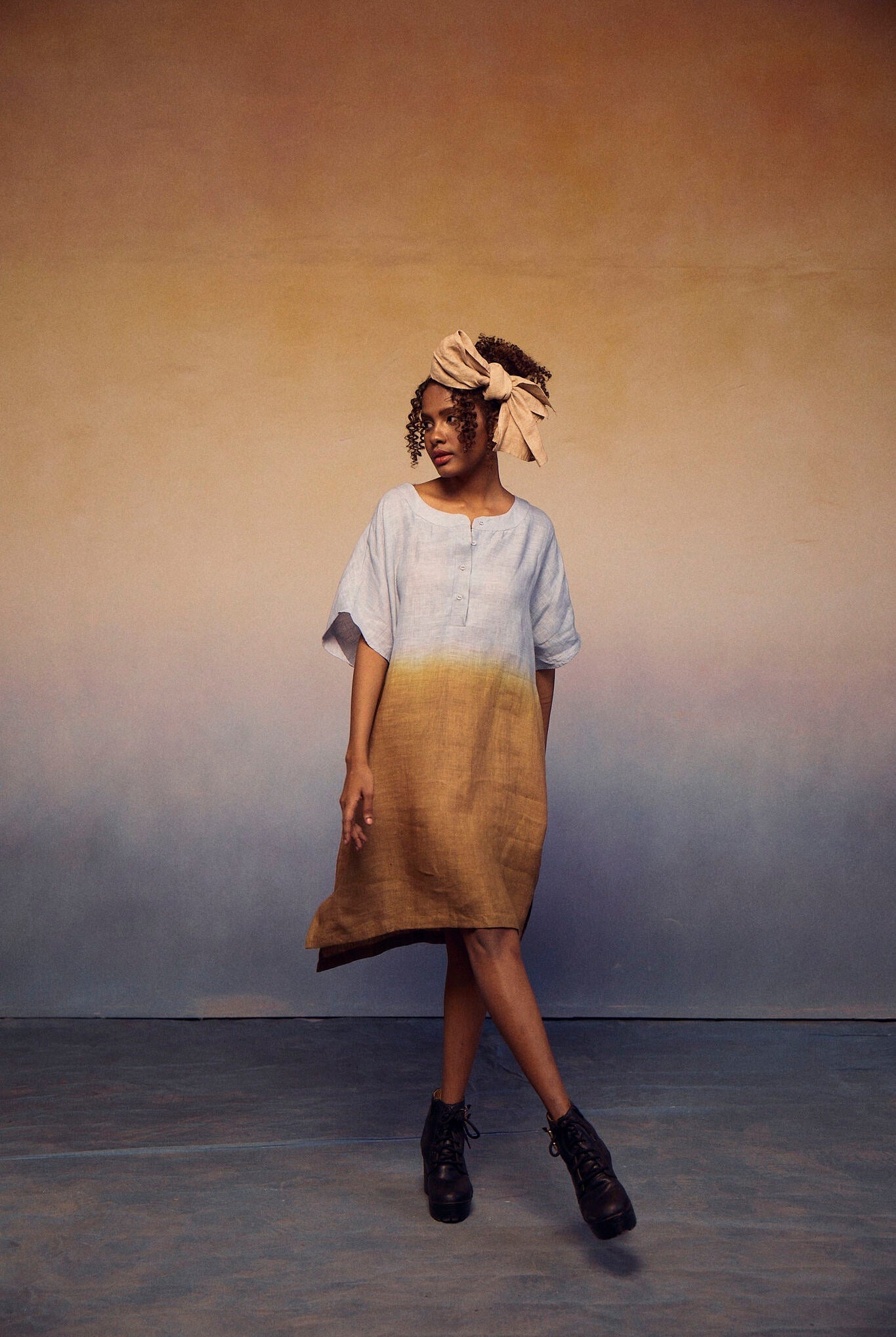 Ombre Block Dress - Smoke Blue - CiceroniDressesPaeony