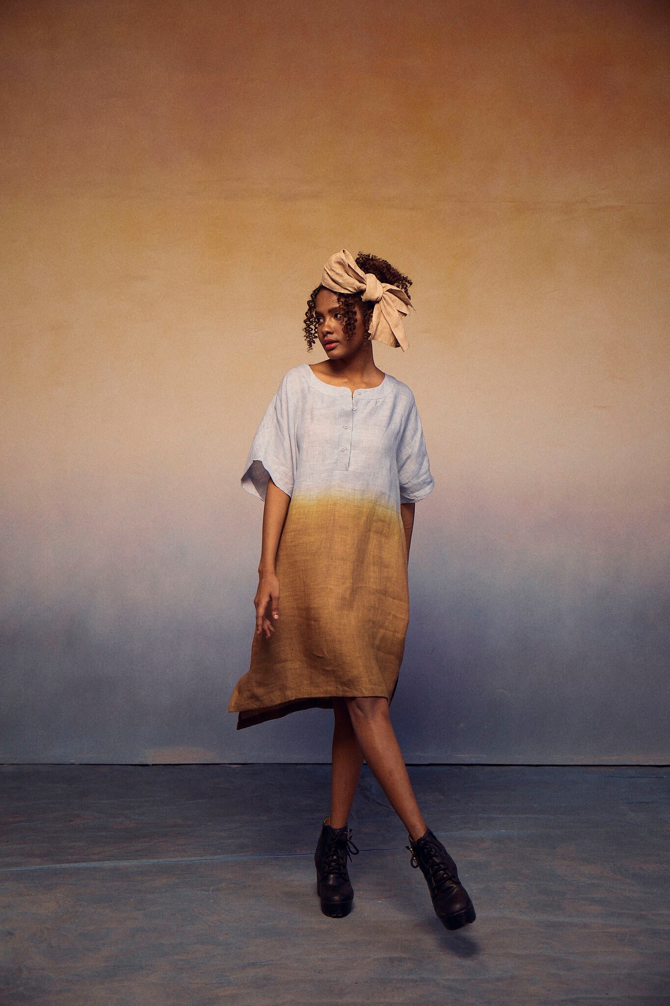 Ombre Block Dress - Smoke Blue - CiceroniDressesPaeony