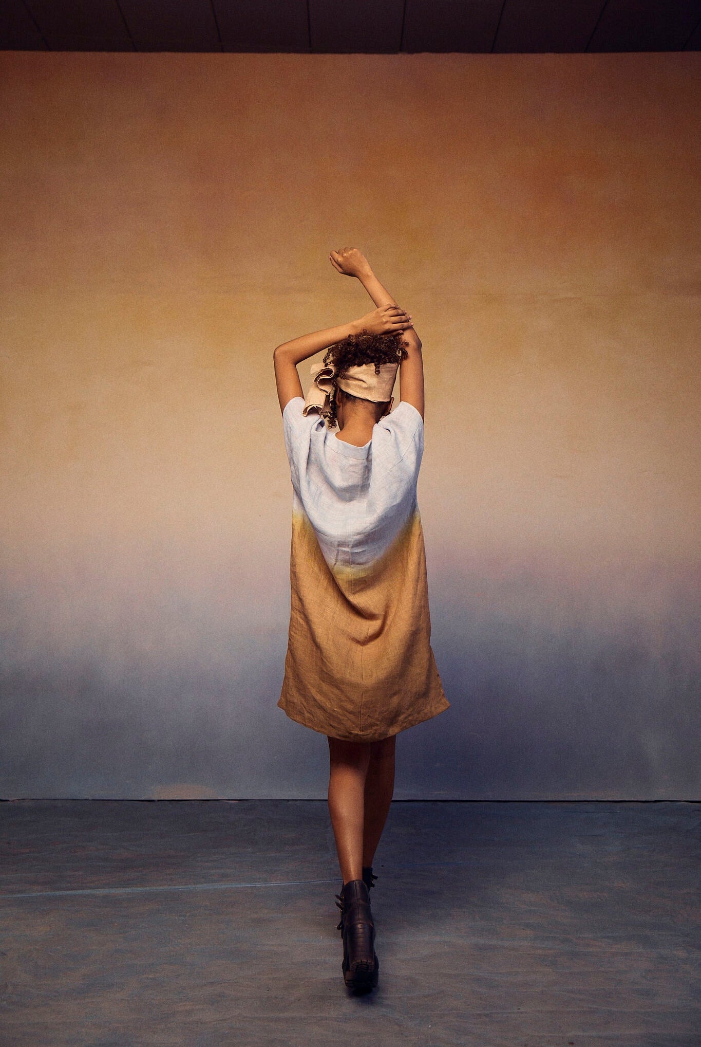 Ombre Block Dress - Smoke Blue - CiceroniDressesPaeony