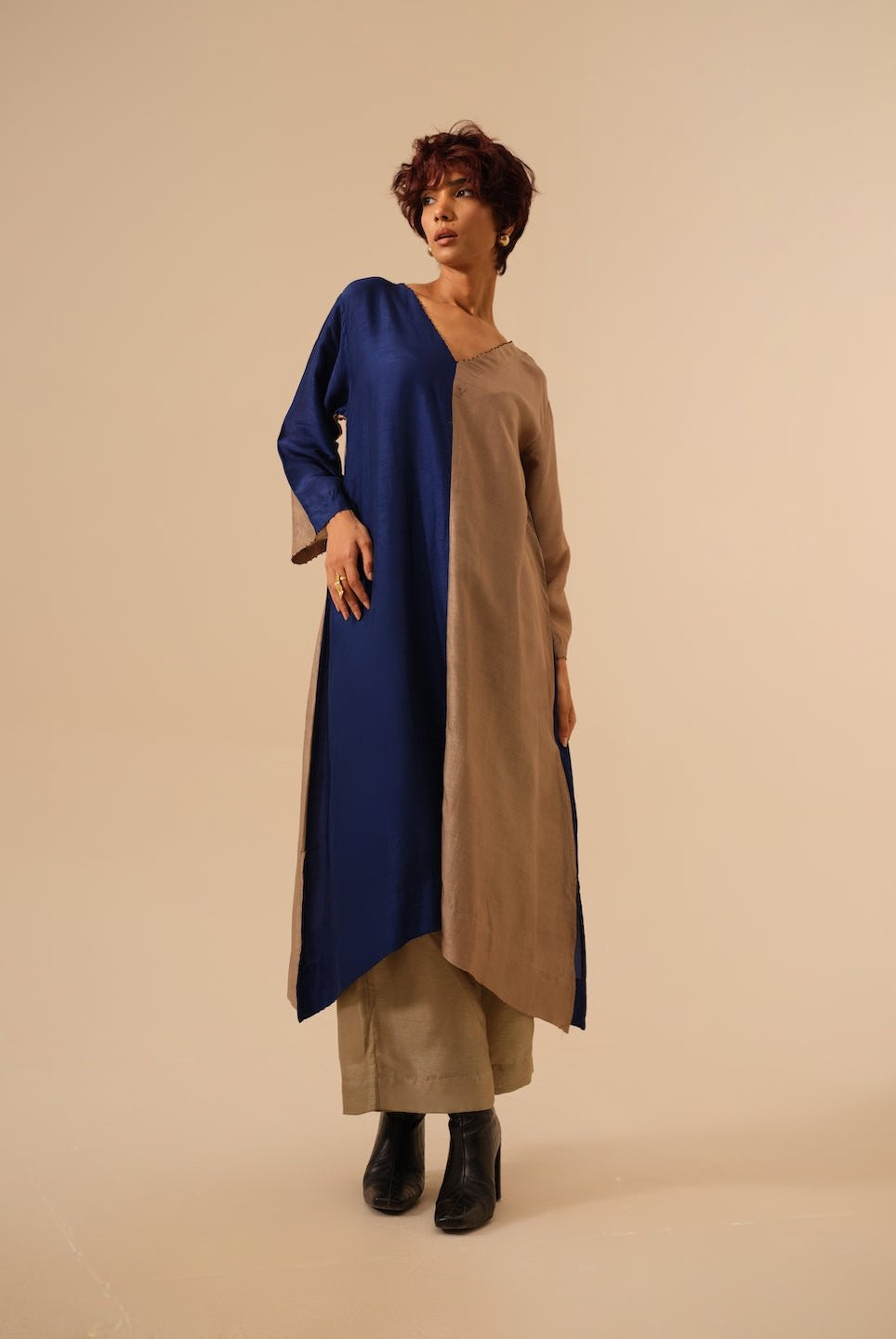 Onyx Tunic in Blue and Grey - CiceroniKurta, Festive WearStoique