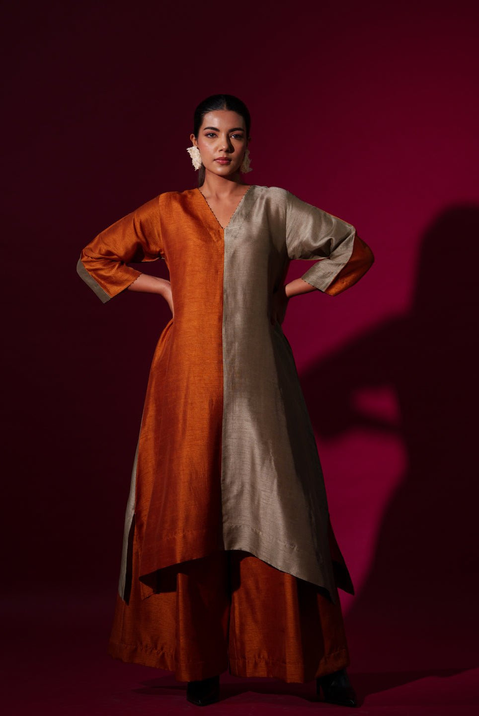 Onyx Tunic in Rust Orange - CiceroniKurta, Festive WearStoique