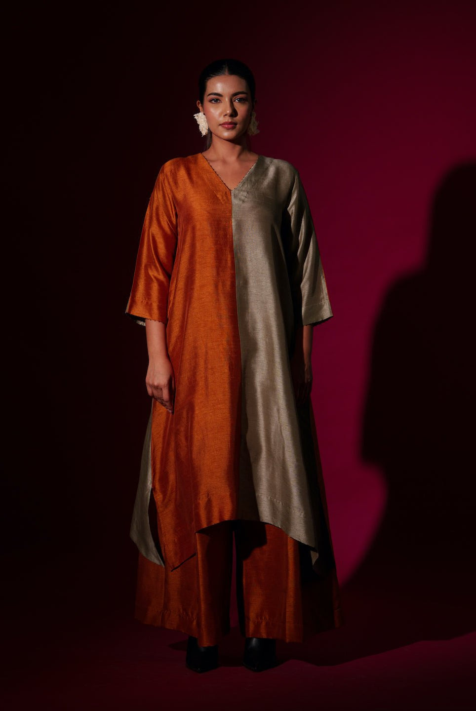 Onyx Tunic in Rust Orange - CiceroniKurta, Festive WearStoique
