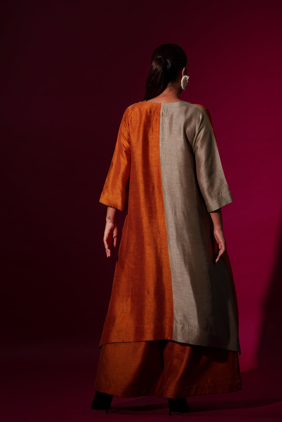 Onyx Tunic in Rust Orange - CiceroniKurta, Festive WearStoique
