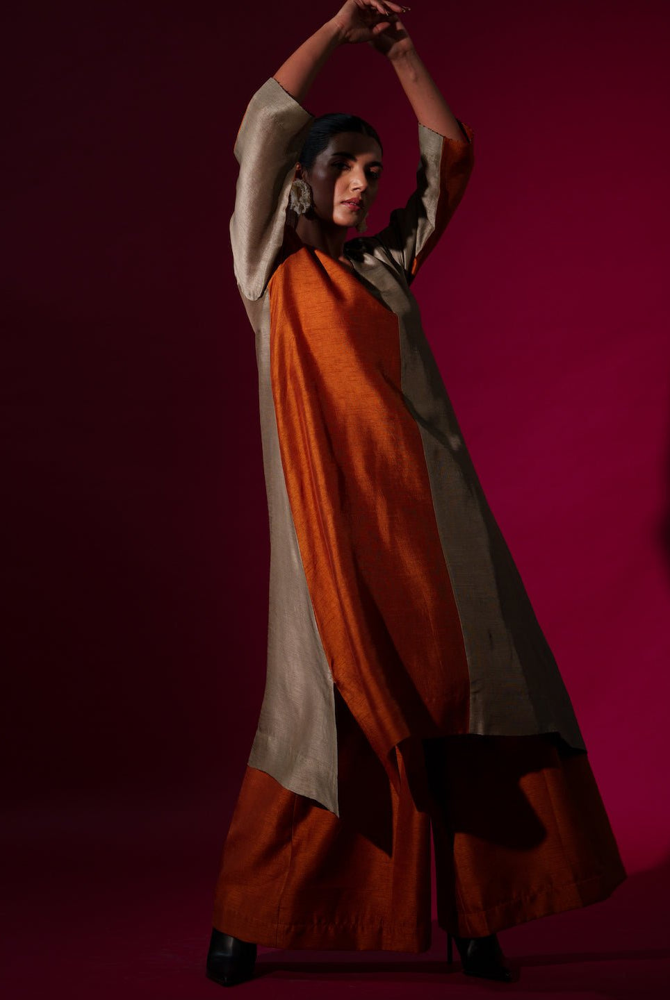 Onyx Tunic in Rust Orange - CiceroniKurta, Festive WearStoique