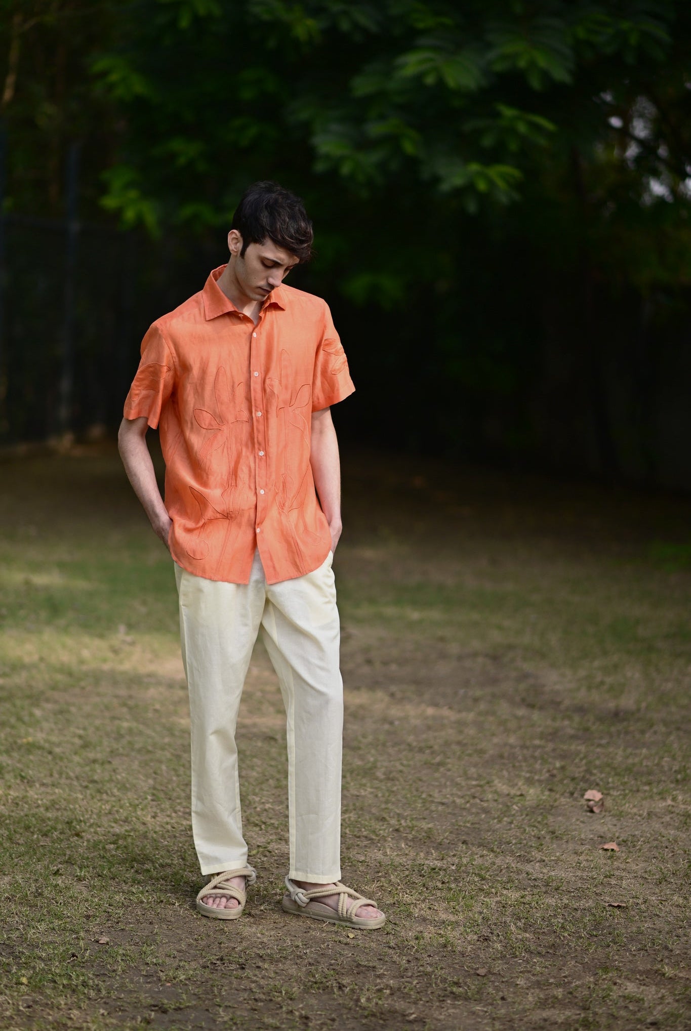 Orange Embroidered Shirt - CiceroniMen ShirtsRAAS Life