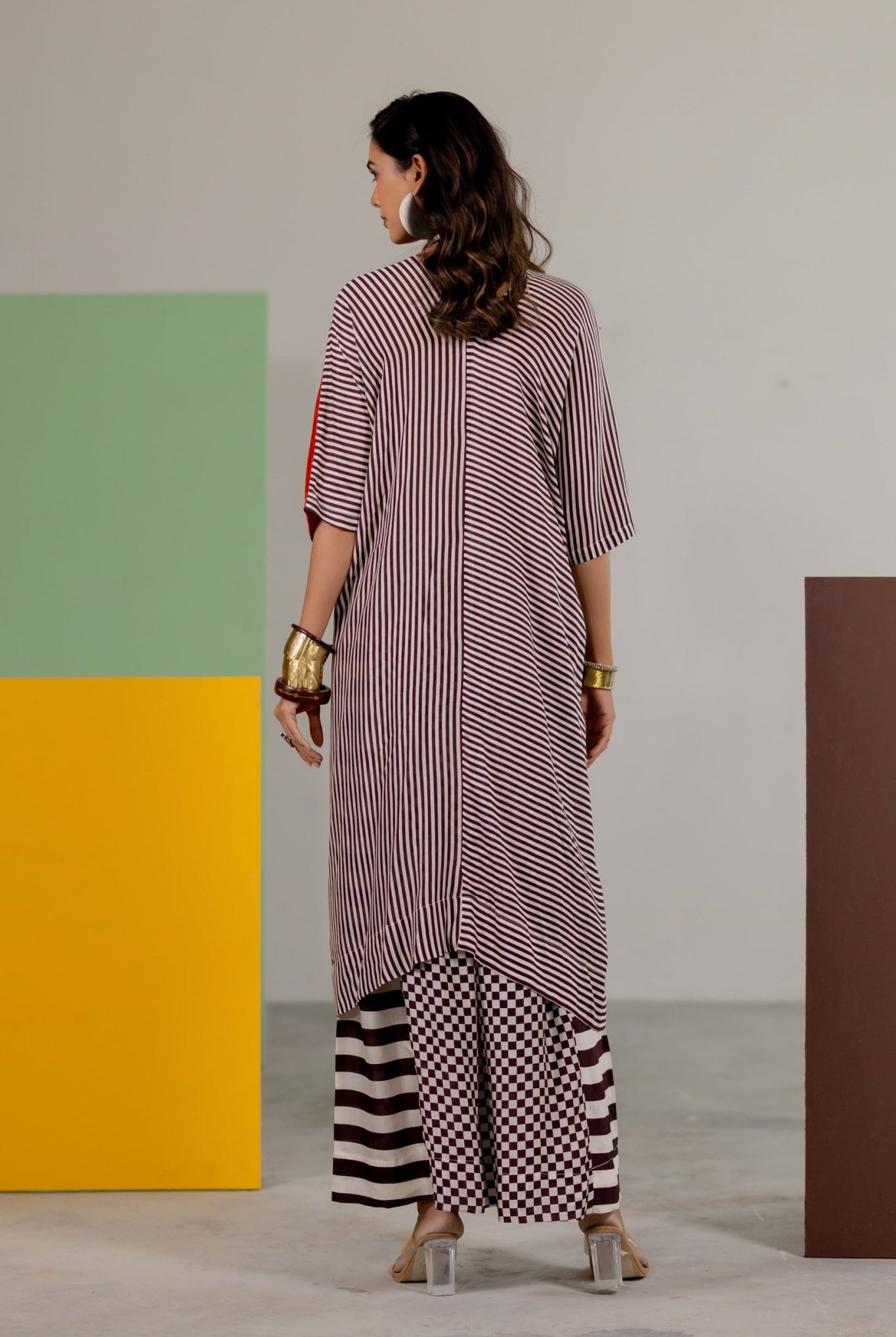 Orange Habutai Silk Kaftan Set - CiceroniKurta Set, Festive WearTussah