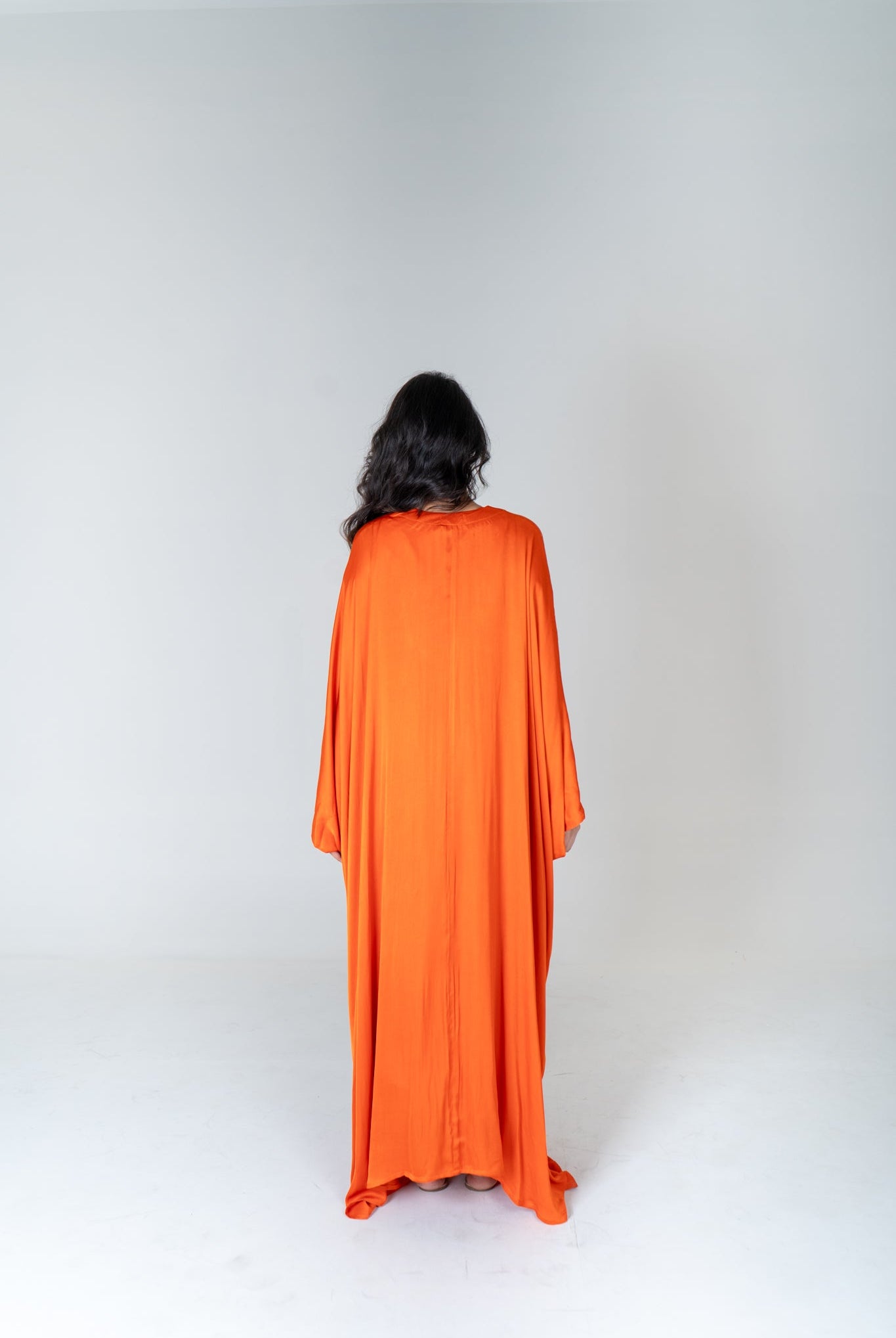 Orange - Pink Braided Long Kaftan - CiceroniKaftanNeora