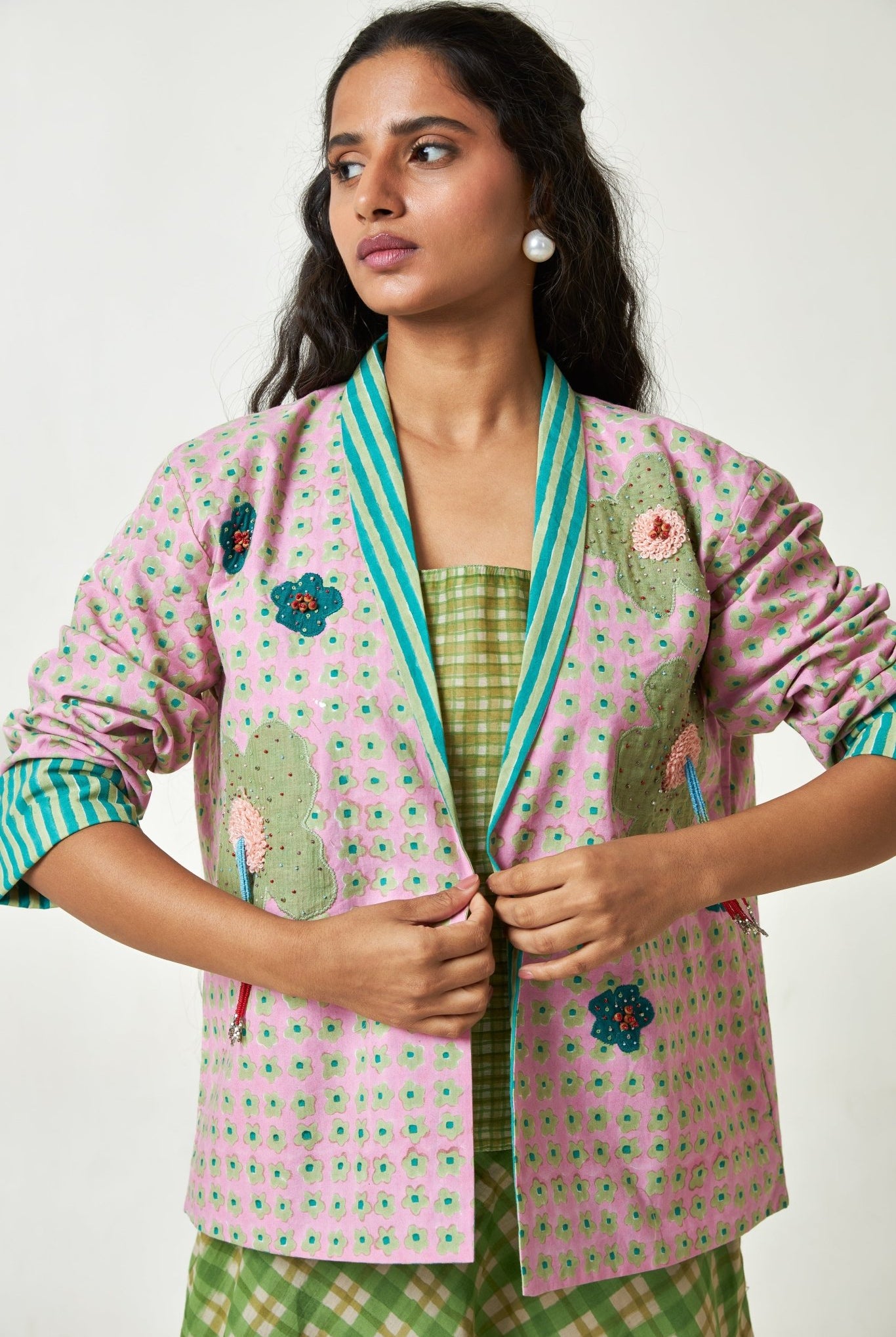 Orchard Muse Block Printed Jacket - CiceroniJacketPants and Pajamas