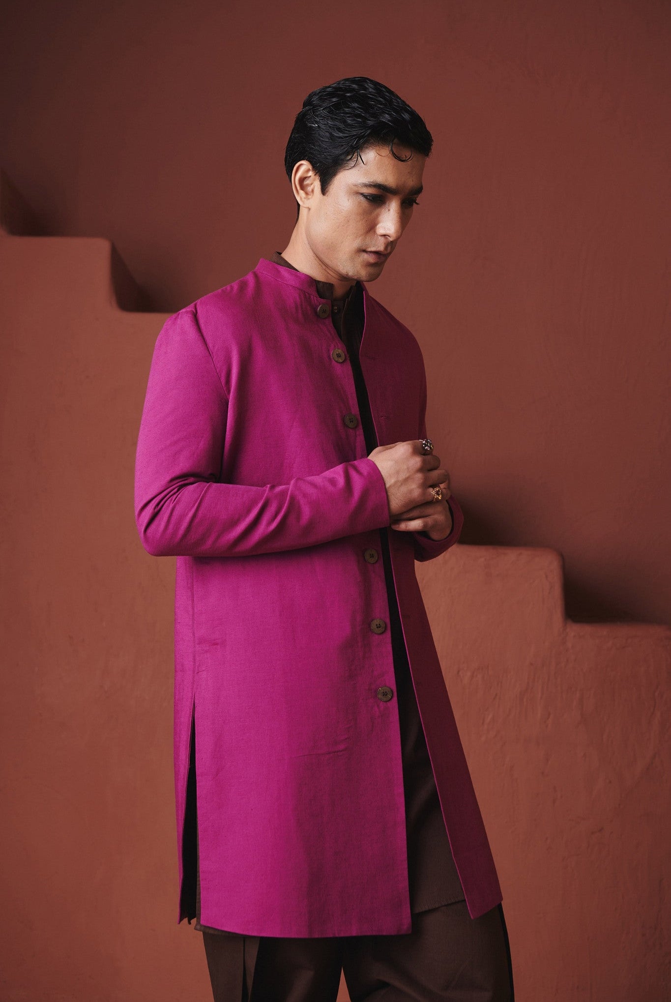 Orchid Co - Linen Men's Long Jacket - CiceroniJacketsSaphed