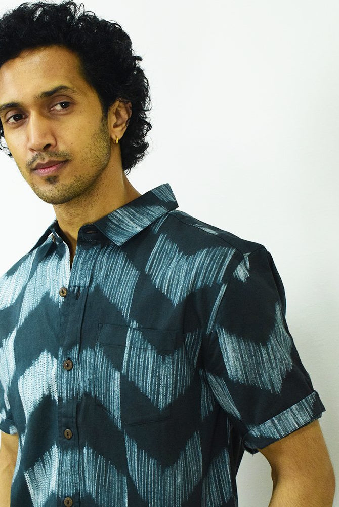 Organic Tie and Dye Black Half Sleeve Shirt - CiceroniUnisex ShirtsSonica Sarna