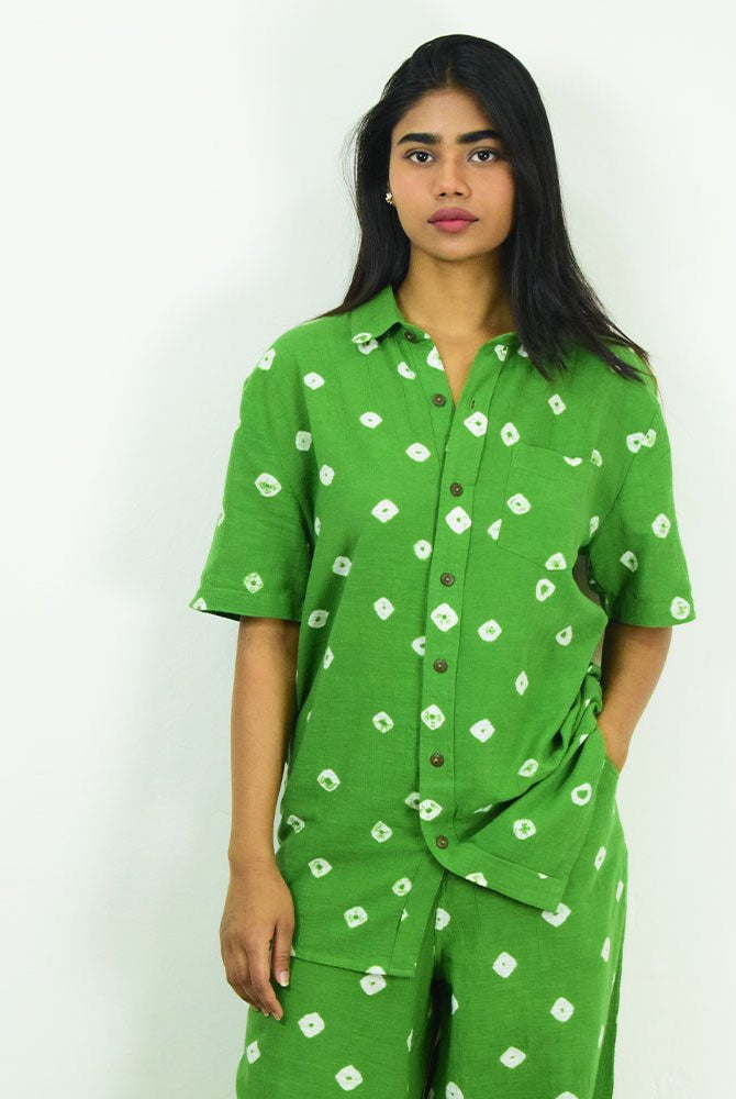 Organic Tie and Dye Green Half Sleeve Shirt - CiceroniUnisex ShirtsSonica Sarna