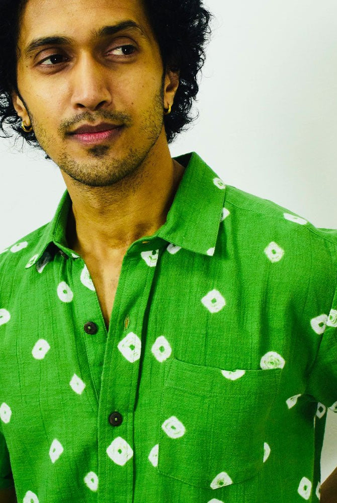 Organic Tie and Dye Green Half Sleeve Shirt - CiceroniUnisex ShirtsSonica Sarna