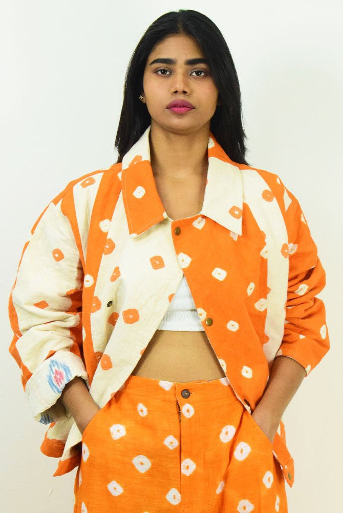 Organic Tie and Dye Orange Jacket - CiceroniJacketsSonica Sarna
