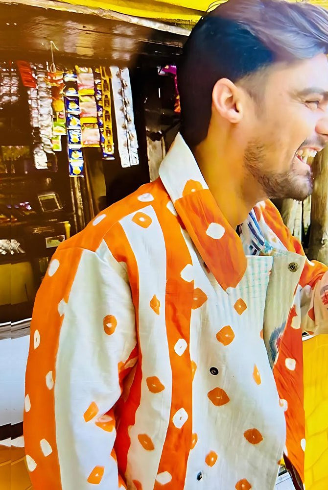 Organic Tie and Dye Orange Jacket - CiceroniJacketsSonica Sarna
